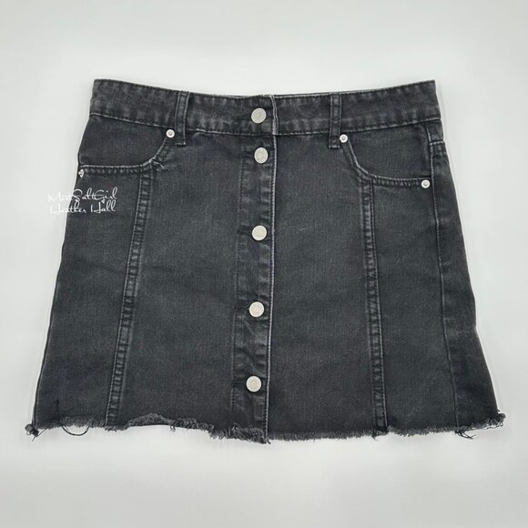 Blank Paige Black Button Front Denim Mini Skirt Size Medium - Picture 1 of 4